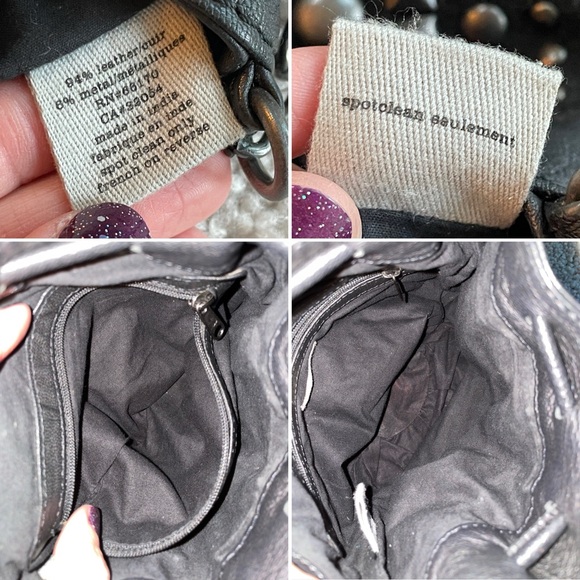 Ecote Leather Black Studded Crossbody Bucket Bag Purse Suede Bohemian Rock Indie - Picture 14 of 15